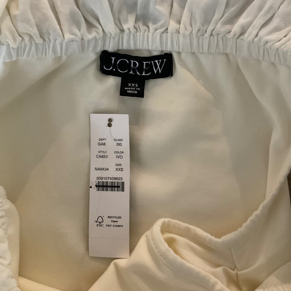 J Crew Ivory Off The Shoulder Ruffle Top XXS NWT - Picture 5 of 5